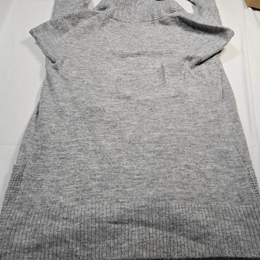 Verve Ami Gray Waffle Knit Shawl Collar Open Front Cardigan Sweater Womans M - Picture 10 of 11
